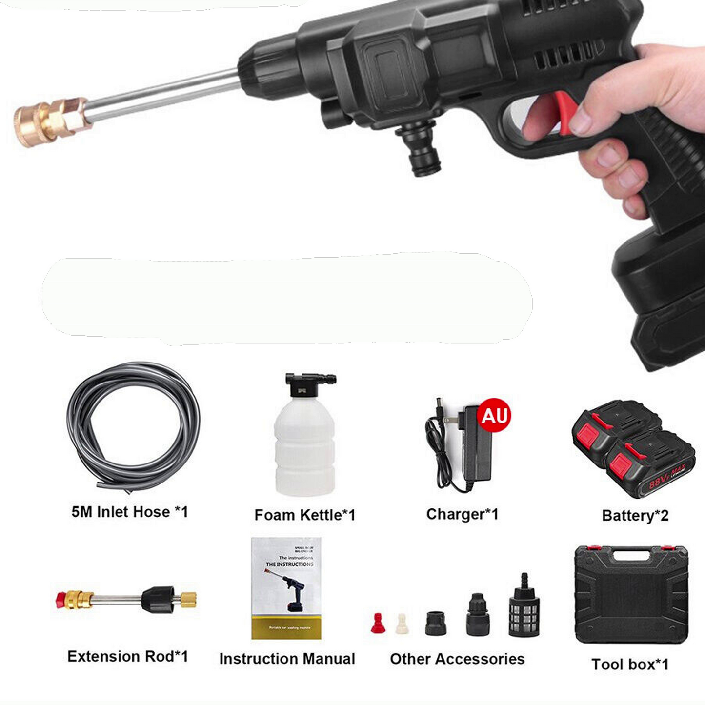 Cordless Power Jet Pressure Washer ( +2 FREE Batteries)